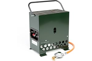 GAS-SHOP-24 2,2 kW Gewächshausheizung grün/Frostwächter mit Gasschlauch + Druckminderer (Gasheizung, Heizung, Standheizung, Gewächshaus, Heatbox Campingheizung)