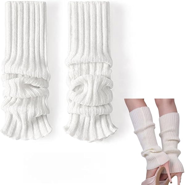 FENQURO 3 paar gebreide beenwarmers voor dames en meisjes, winterwarmers voor laarzen, modieuze kniekousen, Zwart