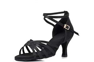 VASHCAME-Zapatos de Baile Latino de Tacón Alto/Medio para Mujer