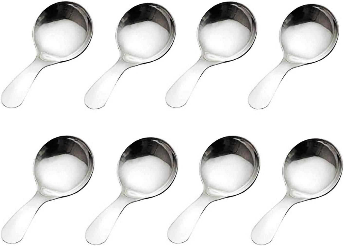 Short Handle Spoons,8 PCS Silver Stainless Steel Mini Salt Condiments Dessert Spoon Tea Coffee Spoons Ice Cream Spoon