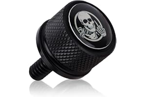 BOXOB Bullone del Sedile Parafango Posteriore Moto, Design Teschio Filettatura 1/4"-20 Sostituzione Vite Sedile per Moto 1996-2025 (Nero)