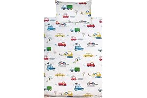 KEAYOO Kinderbettwäsche 100 x 135 100% Baumwolle Autos mit Reißverschluss für Mädchen Jungen