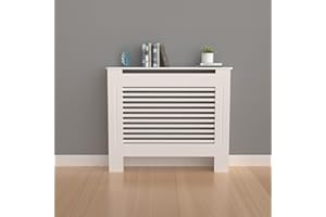 FATIVO Heizkörperverkleidung Hohe Heizkörperabdeckung Horizontal Holz 78×19×92 cm Weiß aus MDF lackiert Landhausstil Heizungsverkleidung Hoch für Schlafzimmer Wohnzimmer Büro Heizkörper Abdeckung