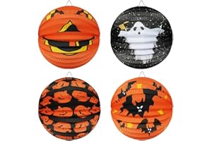 BLUELVES Halloween Papel Linterna Decoración, Halloween Decoración 3D Plegable Halloween Linterna de Papel Fantasma Calabaza murciélago Decoraciones Colgantes para Decoración de Fiesta Chico Niña Niño