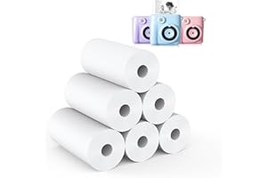 6 Rouleaux Papier Thermique pour Appareil Photo Enfant - Hikkon 56 mm Papier D'imprimante Thermique Blanc pour Enfants Caméras instantanées,Mini Imprimante, Imprimante Photo Portable (Blanc-6)
