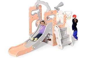 CUPCHID Garden Slide With Water Feature For Children,Kids Slide,Easy Set Up Playset for Indoor Outdoor Backyard, Easy to Store, Safe Toy for Toddler,Kids (6 and 1)