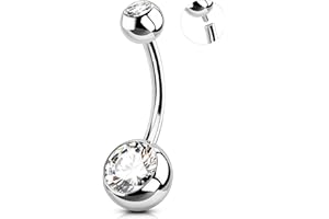OUFER Body Piercing Internally Belly Bars 10 12 14mm Belly Button Bars 14G 316L Stainless Steel Navel Bars Extra Long Navel Piercing Jewellery Belly Button Ring
