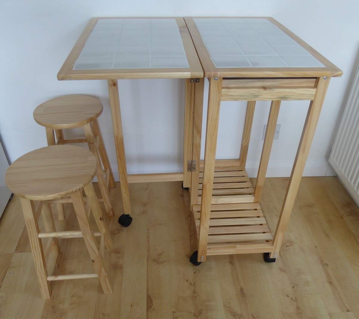 UKGardens 2 seater Breakfast Bar Set Folding Kitchen Table Stools