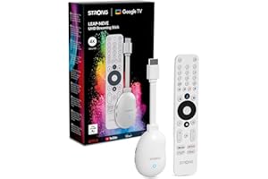 STRONG - 4K UHD Android TV Streaming Box - Leap-Neve - Google TV HDMI Stick - Wi-Fi 6 - Chromecast Built-In - kompatybilny z sterowaniem głosem Google - Dolby Vision-Atmos - biały