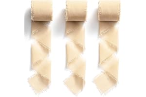 MORSUNBELA Nastro in Chiffon Nude, 3,8 cm, Nastro Decorativo con Frange