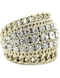 Dyrberg/Kern - Anillo de latón con cristal, talla 14 (17,2 mm)