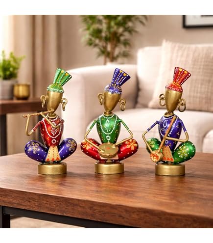 Saukin Twin Grace – Abstract Ajanta Musician Figurine Set of 2