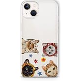 Multitronic iPhone 15 ile Uyumlu Sevimli Kediler Desenli Şeffaf Telefon Kılıfı