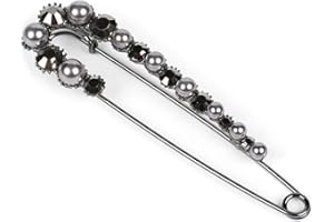 styleBREAKER Spilla da donna XXL con perline e strass incastonati per poncho, sciarpe, spilla da balia 05050109