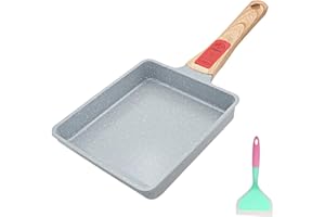 AIKENBBKK Poele Omelette Japonaise en Céramique, Revêtement Céramique Antiadhésif Poêle à Tamagoyaki avec Poignée Amovible, Sans PTFE ni PFOA, 19x16 cm-Bleu