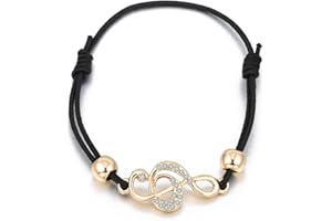 Ouran damska bransoletka z zawieszką, elastyczna muzyka nuta bransoletka przyjaźń mankiet bransoletka regulowana czarna bransoletka z kryształem CZ