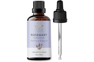 AVD Organics Rosemary Essential Oil 30ml - 100% Pure and Natural Therapeutic Grade Aromatherapy Oil for Relaxation, Skin, & Hair- 1 fl. Oz