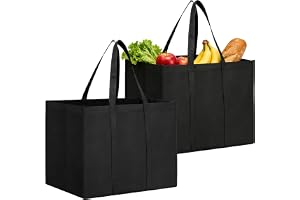 Vauki Vikbar shoppingväska, 2 stycken, 41 x 33 x 26 cm, stora shoppingkassar av icke-vävt tyg med handtag, återanvändbar, sho