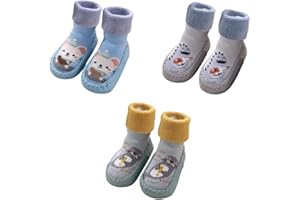 FedMois 3 Paia Calzini Scarpe Invernali Termici Antiscivolo Calze a Pantofola Neonati Bimbi