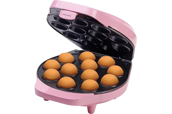 Bestron Appareil à cake-pops au design rétro, Sweet Dreams, Revêtement antiadhésif, 700 W, Rose pour Salle à manger