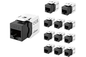 Tecmojo Cat6 Unshielded Keystone Jack, 12 Pack, 180 Degree Toolless Modular Jack, Gigabit
