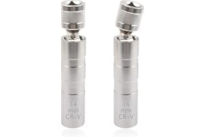 GTLM Zündkerzenschlüssel 14mm+Zündkerzenschlüssel 16mm,Dünnwandig 12 Punkte 10mm Antrieb Zündkerzenschlüssel Satz Kompatibel mit BMW Nissan More Car,Steel Magnetickerzenschlüssel Set (14+16mm)