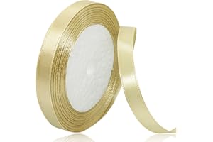 XMASOLDECOR Gold Satinband 10mm x 22Meters Schleifenband Gold Geschenkband Dekoband Stoffband für Geschenk, Basteln, Nähprojekte, Haarschleifen, Brautstrauß, Hochzeits Dekoration