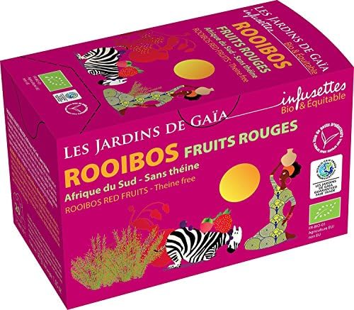 Rooibos Red Fruits Tea Bags, Les Jardins de Gaia, Fairtrade Organic, 20 Tea Bags, Fully Biodegradable  Packaging