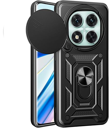 Handyhülle Für Xiaomi Redmi Note 14 Pro 5G – Stoßfest, Mit 360° Ringständer & Kamera-Abdeckung, Schwarz
