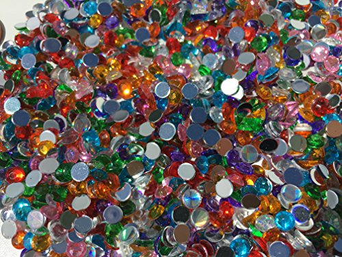 1500 Stück 5mm glitzernde bunte Runde Steinchen Bunte Mischung Deko Strasssteine Strass Steine zum Bekleben Acrylsteine Opaleffekt Regenbogeneffekt Laser Optik Regenbogensteine transparent klar kristall basteln Gltzersteine Schmucksteine Strass Steine zum Verzieren Dekorieren von CRYSTAL KING - 2