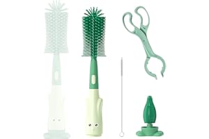 LSYYSL 4-teiliges Silikon-Reinigungsbürsten-Set, Flaschenbürste, Schnullerbürste, Strohbürste und Flaschenzange, wiederverwendbar, geeignet für alle Arten von Flaschen und Tassen