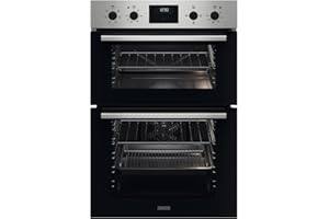 Zanussi Series 20 Electric Built In Double Oven ZKHNL3X1, 66 L Capacity, 59,4 cm, Fan Controlled Defrosting, Self-Cleaning With Clean Enamel, LED display, Stainless Steel