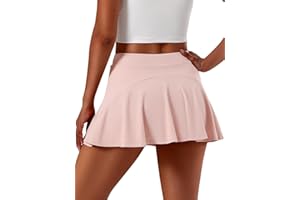 GroYolan Jupe de Tennis Femme Taille Haute Jupe Short Plissée avec Poches Court Mini Jupe de Sport pour Golf, Running, Pickleball