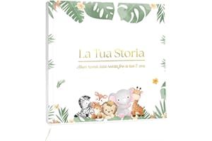 ADEIVA STORE Album Nascita Bambino e Bambina per foto e scritte di ricordi da 0 a 5 Anni Album Ricordi Neonato Ideale per Regalo Nascita Neonato, baby shower compleanno adesivi inclusi in stampa oro