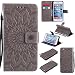Produktbild Hozor PU Leder Hülle für Apple iPhone 6 Plus / 6S Plus 5.5 zoll Embossing 3D Prägung Blumen Muster Ledertasche Weiche TPU Soft Rückseite Abdeckung Handytasche Bumper Schutzhülle Brieftasche Flip Case Wallet Cover Bookstyle Handyhülle Tasche Anti-Scratch Shell Folio Klapphülle mit Standfunktion Magnetverschluss und Kredit Kartenfächer - grau