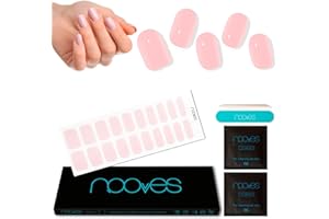 NOOVES - Láminas de Gel para Uñas|Pale Pink - Rosa 20 uds, Uñas de Gel Semicuradas Premium, Gel Nail Stickers,Pegatinas Uñas de Gel, Incluye 1 Lima de Uñas y 1 Palito de Naranjo, Vegano