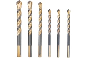 LAOYE 6 Stück Glasbohrer Fliesenbohrer Set, 6mm, 6mm, 6mm, 8mm, 10mm, 12mm Steinbohrer für Fliesen, Metall, Beton, Ziegel, Glas, Kunststoff Und Holz