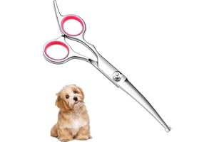 MisFun 1 Pièces Ciseaux de Toilettage Pet, Ciseaux de Toilette pour Chats, Scissors Courbés pour Animaux de Compagnie Ciseaux, pour Animaux Domestiques et aux Chiens pour Couper les Poils (Rose)