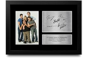 HWC Trading FR A4 Rob McElhenney, Charlie Day, Kaitlin Olson, Glenn Howeton & Danny DeVito Always Sunny in Philadelphia Gifts Printed Signed Autograph Picture for TV Show Fans - A4 Framed