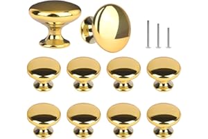 ShipeeKin 10x Gold Möbelknöpfe Schrankknöpfe Chrom-poliert Schrankknauf Schubladenknöpfe 30mm für Kommode, Kleiderschrank, Schublade, Schlafzimmer, Badezimmer, Küche, Büro usw.