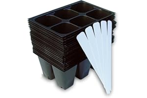 9GREENBOX 9 GreenBox – Seedling – Juego de bandejas, 144 celdas: (24 bandejas; 6-Cells por bandeja), Plus 5 etiquetas para plantas