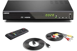 Lecteur Blu-Ray DVD pour TV - 1080P Lecteur CD DVD Bluray avec Sortie HDMI/Coaxiale/RCA (câble HDMI et AV Inclus), Entrée USB, Bluray Région B/2, Télécommande