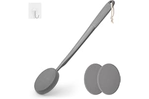 FY&XZH Lotion Applicator for Back, Feet & Legs, Long Plastic Handle Moisturizer Cream, Self Tanning, Sunscreen, Ointment, Medicine Back Applicator for Elderly Men or Women with 3 Washable Pads (Grey)