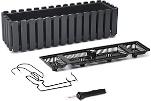 KAGM Blumenkasten Balkonkasten Pflanzkasten Latten-Optik/Landhausoptik mit Halterung Wasserspeicher / 58cm Anthrazit