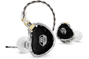 BASN ASONE 14.2mm Planar Driver in-Ear Monitors Earphone with Two Detachable MMCX Cables for Musicians Drummers Bass Players Singers(Black)