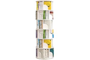 CHANG XIANG YA SHOP Estantería Giratoria De 4/5 Niveles Estantería Giratoria para Niños Y Adultos Estantería Giratoria para Dormitorio Sala De Estar Sala De Estudio (Color : Blanco, S : 46 * 191cm)