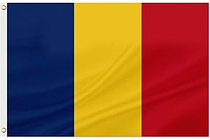 ASUNO Romania Flag 90 × 150 CM Polyester Romanian National Banner with 2 Brass Grommets Double Side Vivid Color Fade Resistant for Outside Garden Lawn Patio