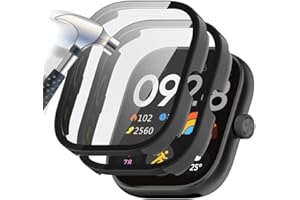 Acadeny Hülle Mit Gehärtetes Glas Displayschutz Kompatibles für xiaomi redmi watch 4,9H Härte 360° Rundum Schutzhülle Ultradünne Schutz PC Case Cover,schwarz+schwarz