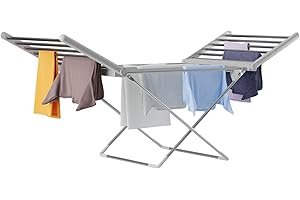 DMD Collective - Electric Heated Clothes Dryer, Folding Energy-Efficient, Indoor Airer Wet Laundry Drying Horse Rack, 15kg Capacity, 20 Heated Bars, Foldable Wings Low Wattage 230W
