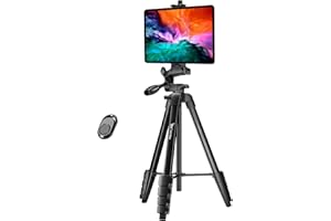 Stativ, Lusweimi 166 cm Kamerastativ für iPad Pro & iPhone Kompatibel mit Tablet/iPad Pro 13"/Webcam/Videokamera, iPad Pro Stativ mit drahtlose Fernbedienung & Tasche für Vlog/Video/Fotografie